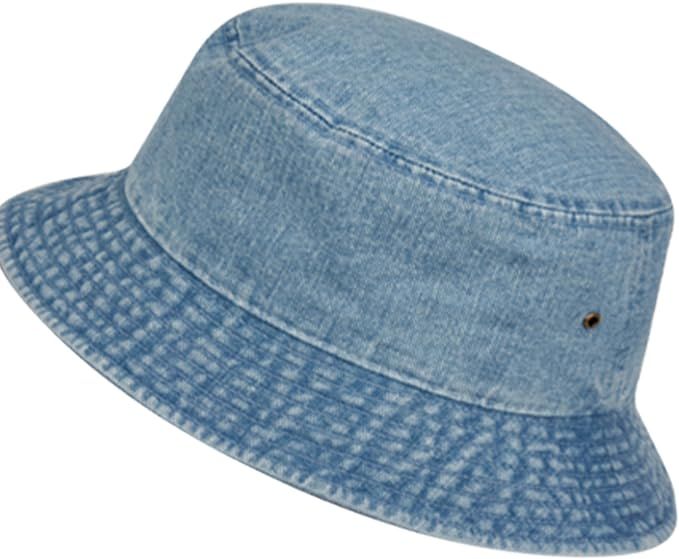 Casual Denim Jean Summer Bucket Hat, 100% Cotton Packable Sun Protection, Unisex | Amazon (US)