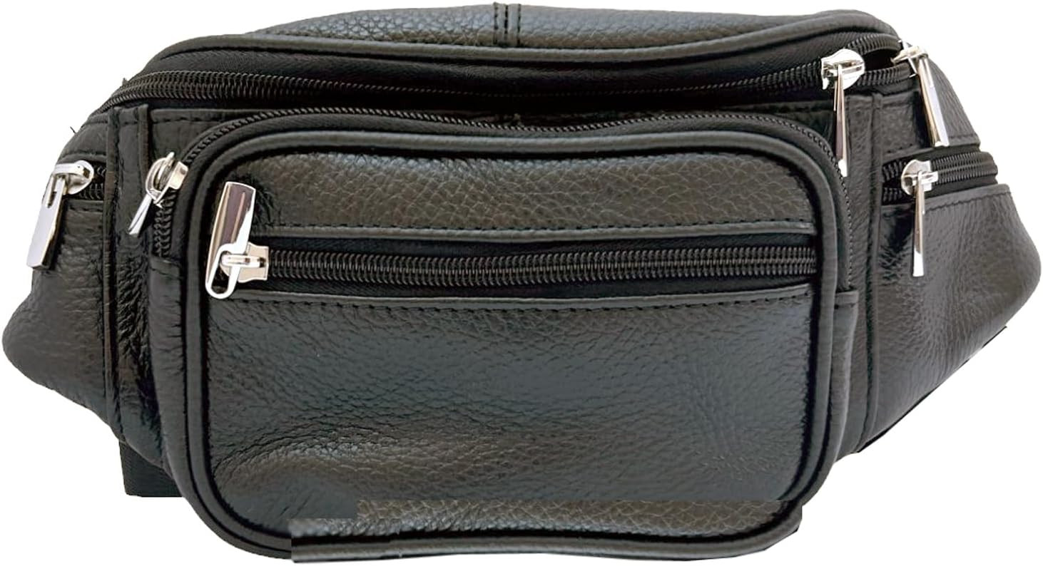 Men's Women's Leather Fanny Pack Waist-Pack Cellphone Holder Crossover Bag | Amazon (US)