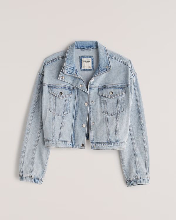 Women's Drapey Mockneck Denim Jacket | Women's Coats & Jackets | Abercrombie.com | Abercrombie & Fitch (US)