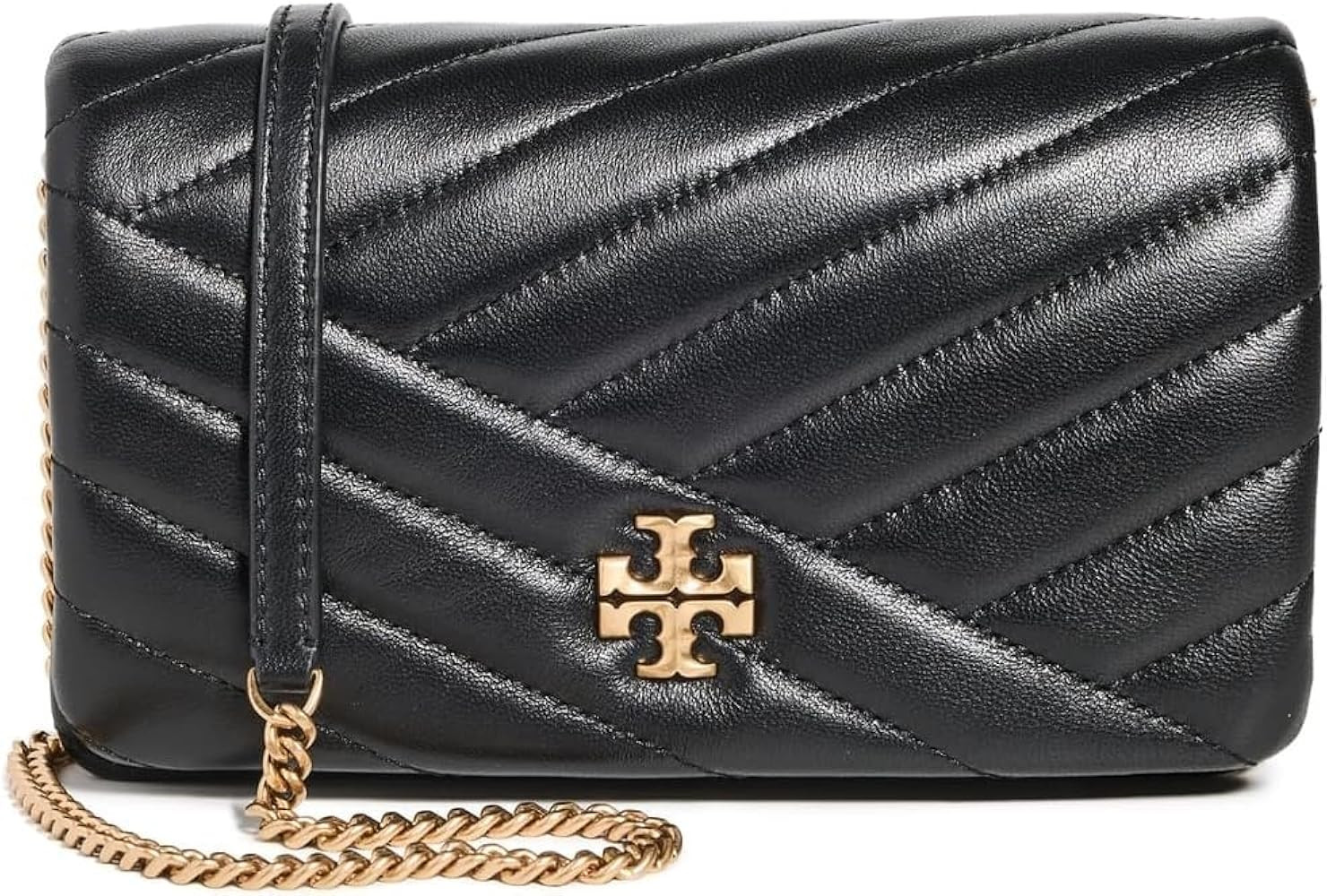 Tory Burch Women's Kira Chevron Chain Wallet, Black, One Size | Amazon (US)
