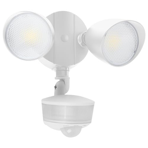LUTEC 34W 3700 Lumen LED Security Light Motion Sensor Outdoor Lights with Night Light, 5000K Daylight, IP65 Waterproof, Dusk to Dawn, Hardwired Motion Detector Flood Light for Garage, Yard-White | Amazon (US)