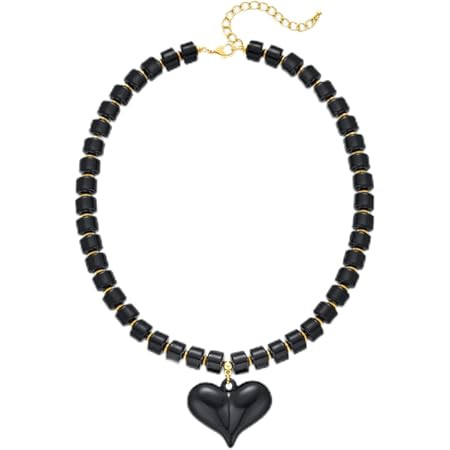 YUJIE Chunky Heart Penadnt Necklace for Women- Exaggerated Statement Puff Heart Necklace with Acr... | Amazon (US)