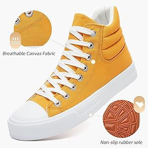 POVOGER High Top Sneakers for Women White Womens High Tops Canvas Shoes Black Fashion Sneakers Ca... | Amazon (US)