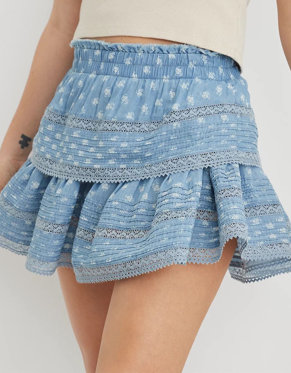 Aerie Rock 'n' Ruffle Printed Mini Skirt | American Eagle Outfitters (US & CA)