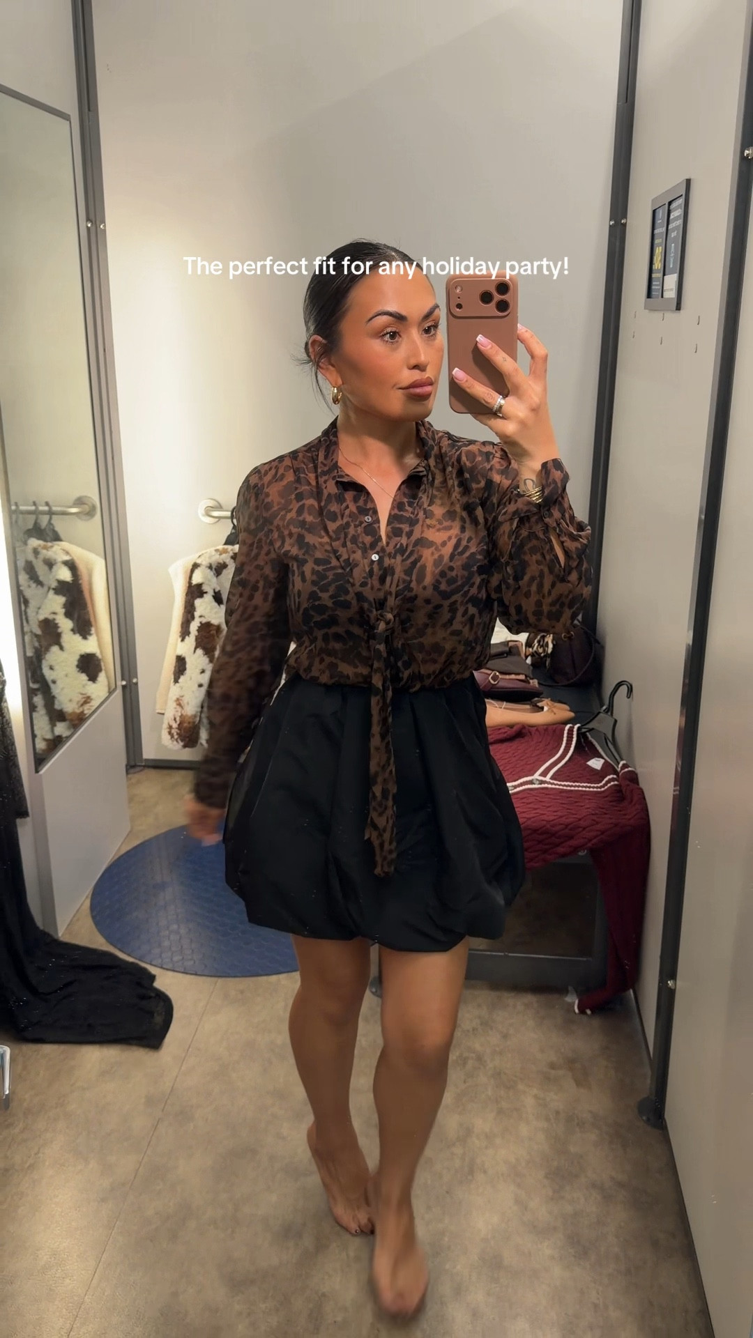 The perfect holiday fit. — if you haven’t already found somethin’ to wear to your mamas house tomorrow for #thanksgiving, go & run to @Old Navy for this! The sheer cheetah blouse paired with this bubble skirt? Yes, eats down all day! 🤎🦃 #fyp #thanksgivingoutfit #falldealsforyou #oldnavystyle 

#LTKHoliday #LTKCyberWeek #LTKSeasonal