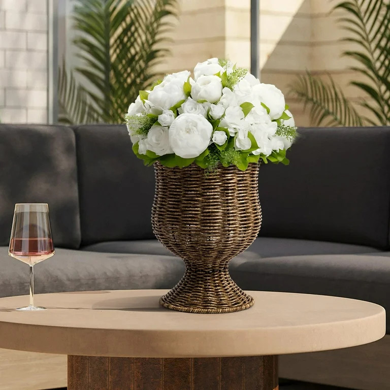 My Texas House 8 Inch Goblet Woven Planter Urn Shape, Brown | Walmart (US)