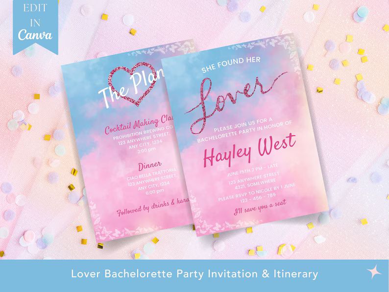 Swift Lover Bachelorette Party Invite and Itinerary Template, She Found Her Lover Era, Hen party,... | Etsy (US)