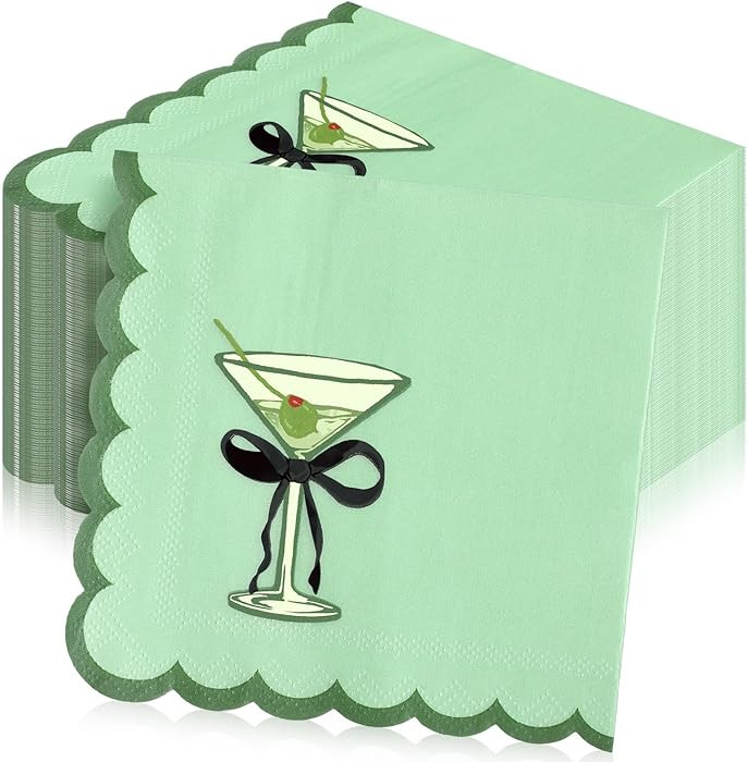 100 Pcs Martini Cocktail Napkins a Tini Bit Older Birthday Decorations Scalloped Disposable Paper... | Amazon (US)