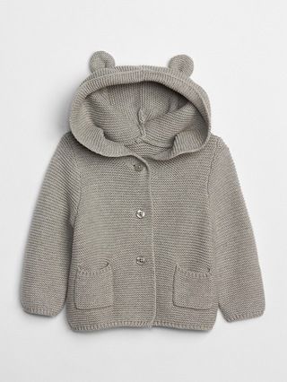 Gap Baby Bear Garter Hoodie Sweater Gray Size 0-3 M | Gap US