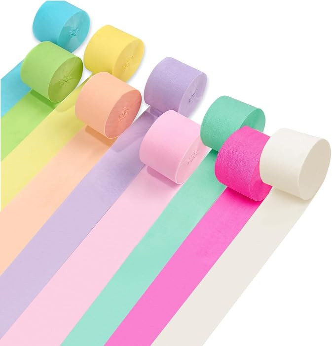 9 Rolls 738ft Pastel Crepe Paper Craft Streamers Hanging,Macaron Color Crepe Paper Rolls Streamer... | Amazon (UK)