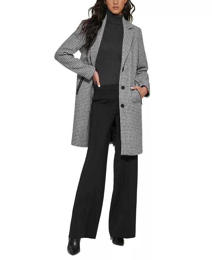 DKNY Women's Hound's-tooth Walker Coat, Created for Macy's & Reviews - Coats & Jackets - Women - ... | Macys (US)
