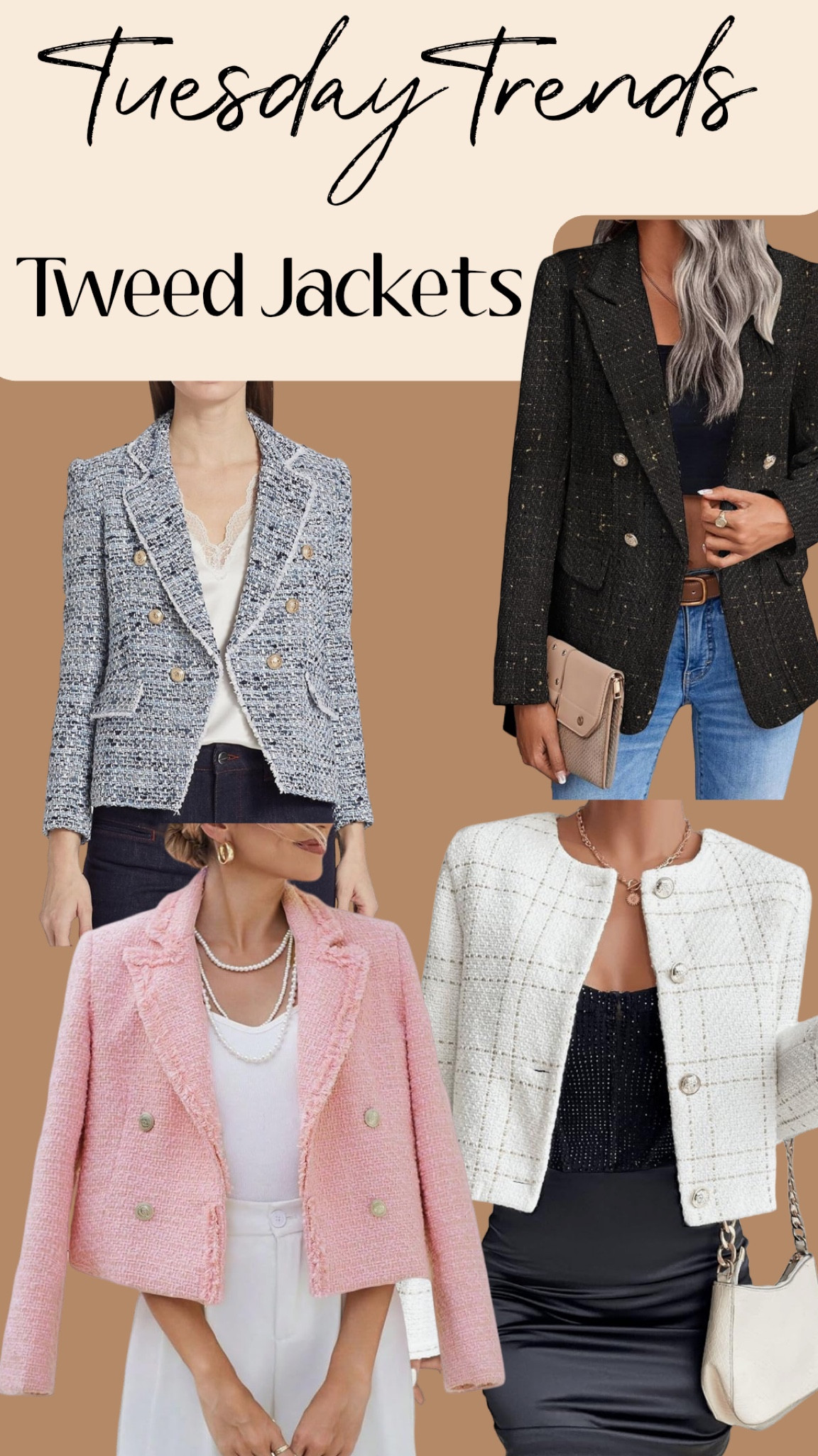Tweed jackets are trending! 
I love these for spring, and anything business, or business casual! They elevate any outfit from jeans to slacks. 

Business outfit, business casual, jackets, blazers, casual outfit, 

#LTKworkwear #LTKfindsunder50 #LTKstyletip