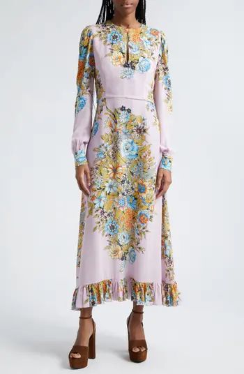 Etro Floral Print Long Sleeve Midi Dress | Nordstrom | Nordstrom
