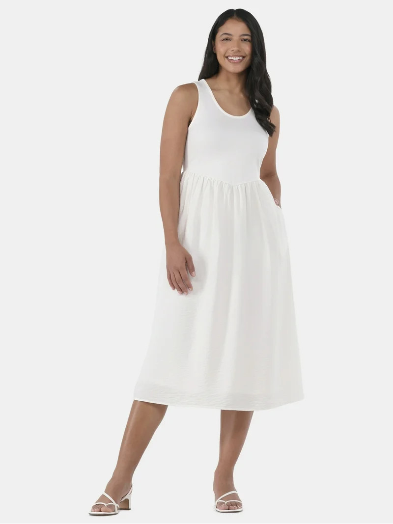 Time and Tru Women's and Women’s Plus Sleeveless Mix Tank Dress, Sizes XS-4X | Walmart (US)