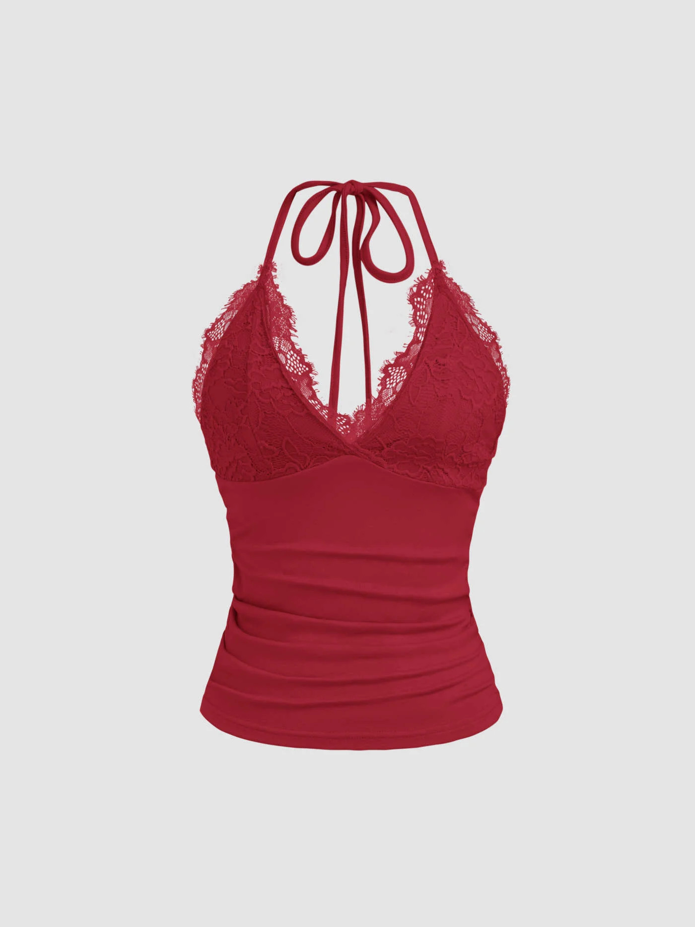Halter Neckline Solid Backless Crop Top | Cider