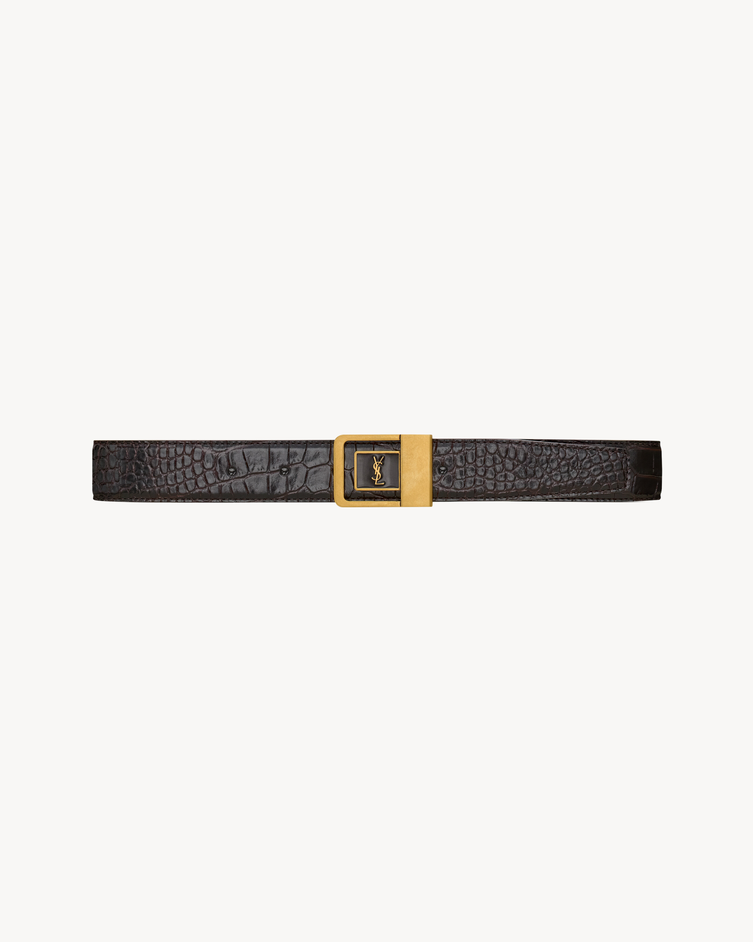 LA 66 buckle belt in crocodile-embossed leather | Saint Laurent Inc. (Global)