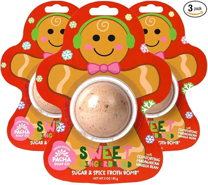 PACHA SOAP Co. Holiday Bath Bomb Card 3 Pack, Sweet Gingerbread - Scents of Sugar and Spice, Mois... | Amazon (US)