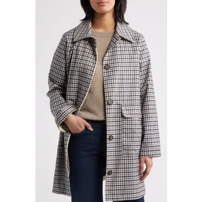 Bernardo Check Flannel Trench Coat in Mini Twill Plaid Print Flannel at Nordstrom, Size Medium | Nordstrom
