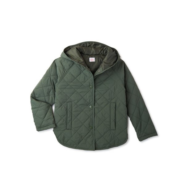 Wonder Nation Girls’ Quilted Hood Jacket, Sizes 4-18 & Plus - Walmart.com | Walmart (US)