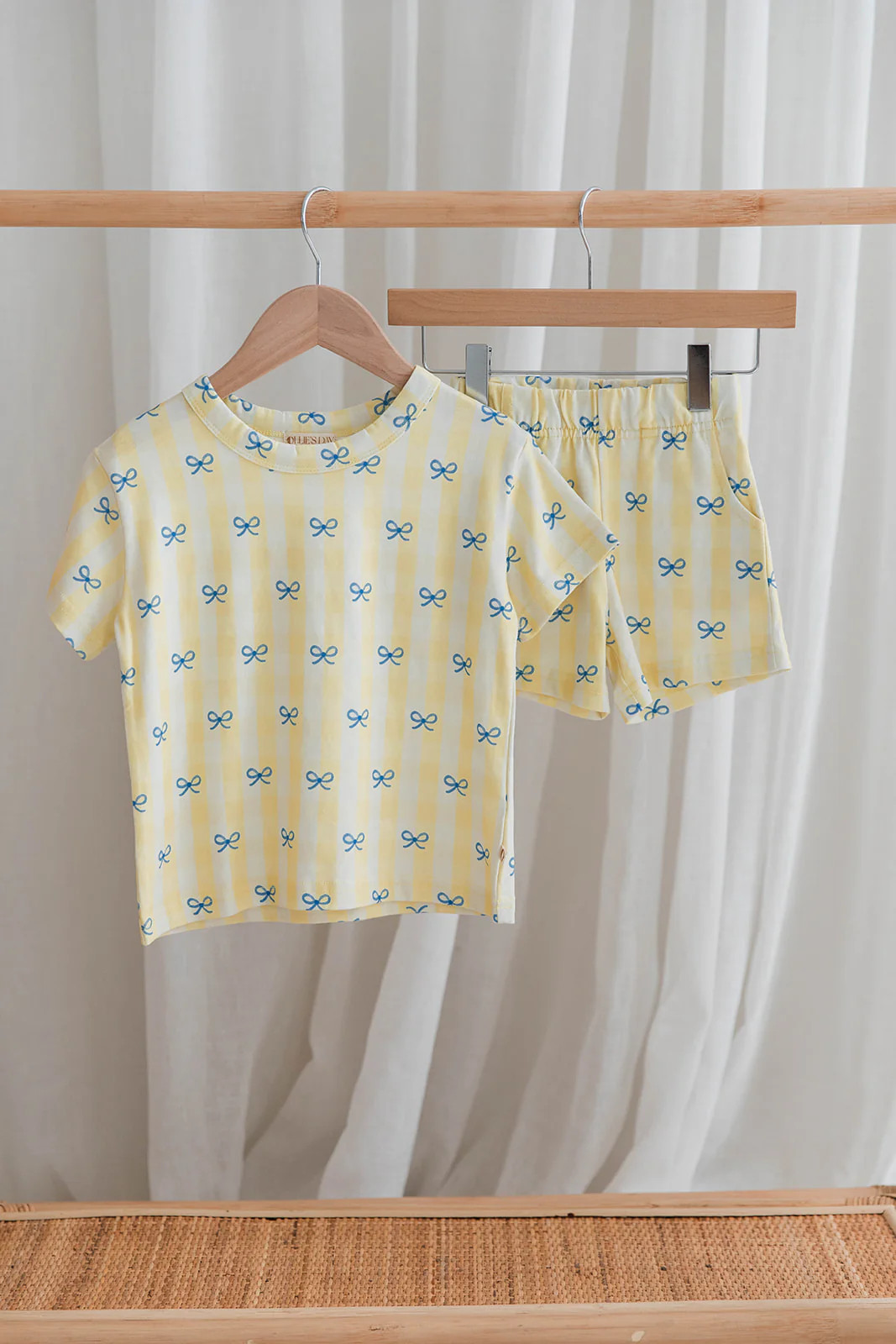 Coastal Gingham & Blue Bow Two-Piece Set | Ollie's Day