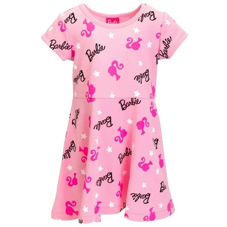 Barbie Little Girls French Terry Skater Dress Toddler to Big Kid | Walmart (US)