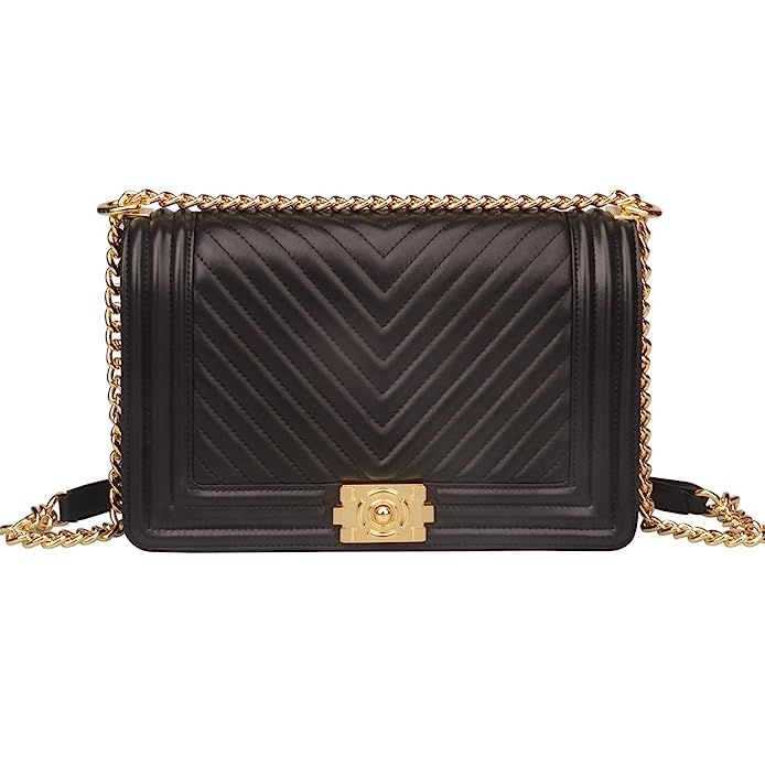 Ainifeel Women's Genuine Leather Quilted Chain Strap Handbags Hobo Bag Crossbody | Amazon (US)