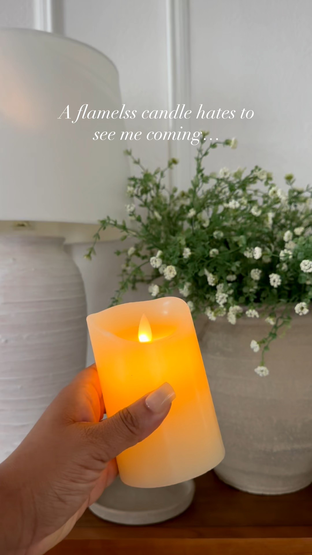 Flameless candles and glass ribbed vases or hurricanes for styling your living room

#LTKHome