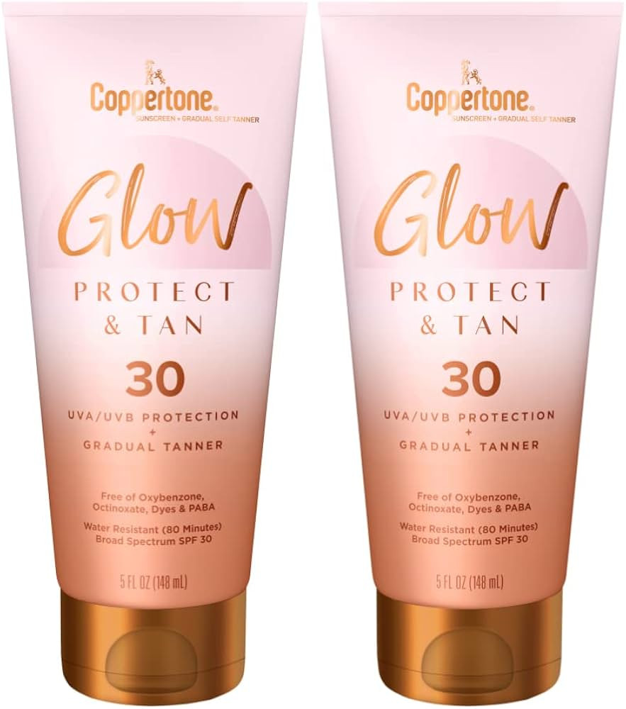 Coppertone Glow Protect and Tan Sunscreen Lotion + Gradual Self Tanner, SPF 30 Sunscreen, 5 Fl Oz... | Amazon (US)