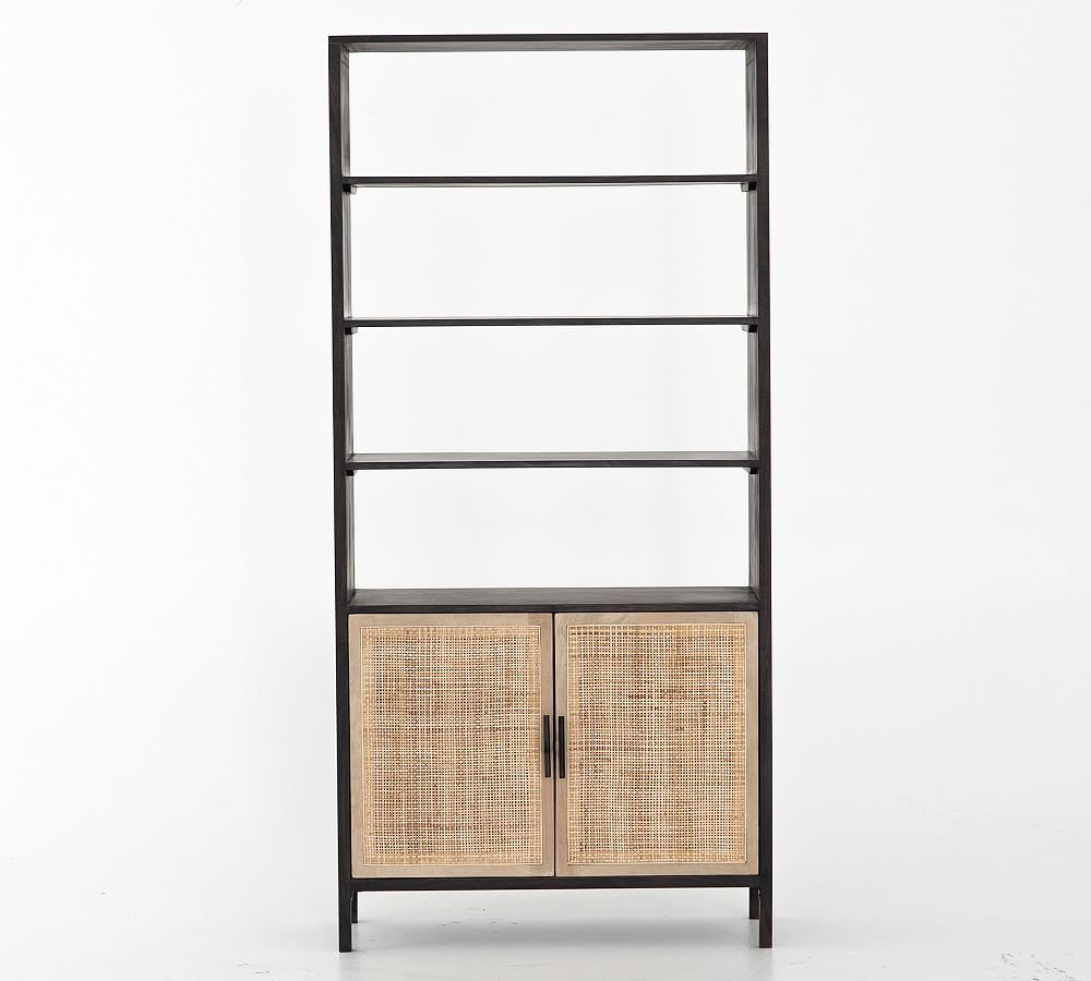 Dolores Cane Open Bookcase with Doors | Pottery Barn (US)