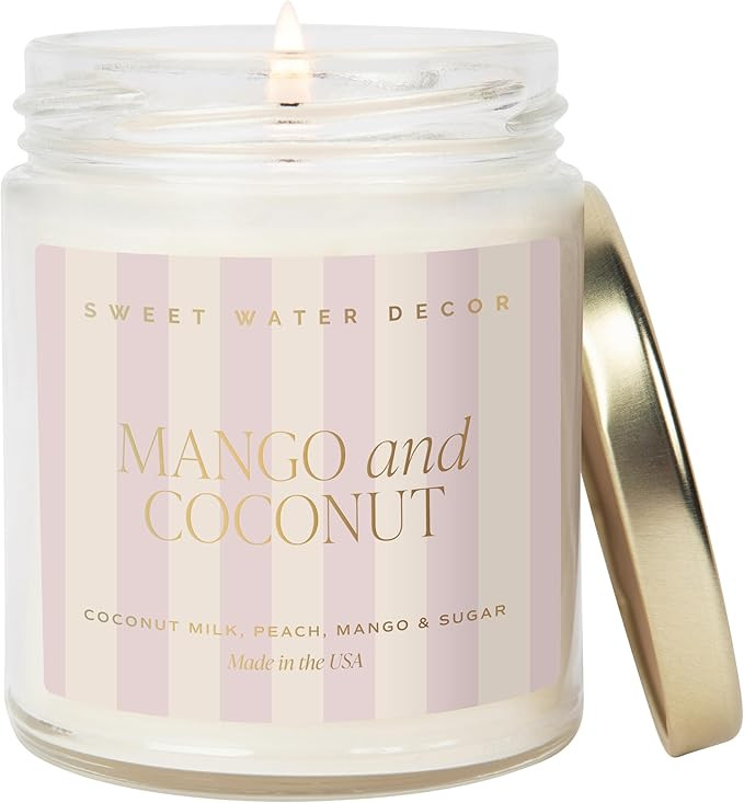 Sweet Water Decor Mango and Coconut Patterned Candle – Soy Candles with Pineapple, Mango, Orang... | Amazon (US)