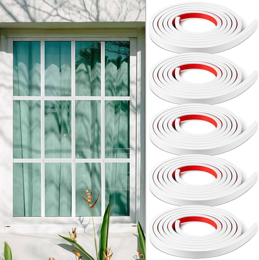 5 Rolls Window Grille Inserts Grid Kit 32.8 ft Self Adhesive Peel and Stick Trim DIY Simulated No... | Amazon (US)