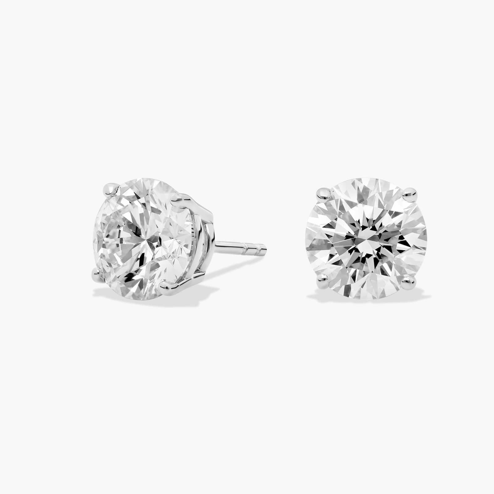 Four Prong Round Brilliant Lab Grown Diamond Stud Earrings in 14k White Gold (4 Ct. tw. - F-G / V... | Blue Nile