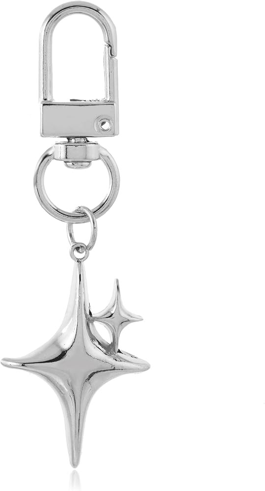 Aesthetic Star Moon Keychain Cute Dainty Stainless Steel Key Ring for Purse Handbag Backpack Bag ... | Amazon (US)