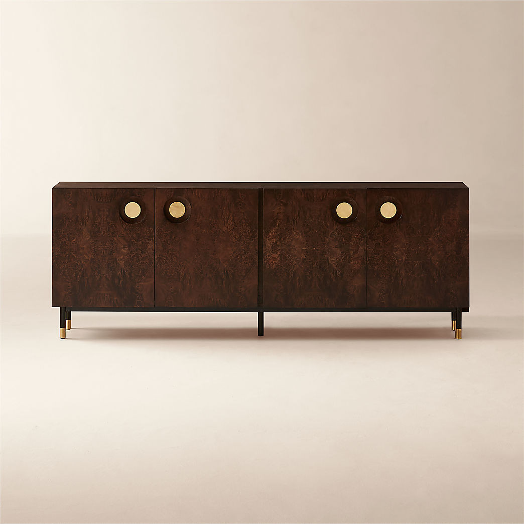 Carbon 82" Brown Burl Wood Media Console + Reviews | CB2 | CB2