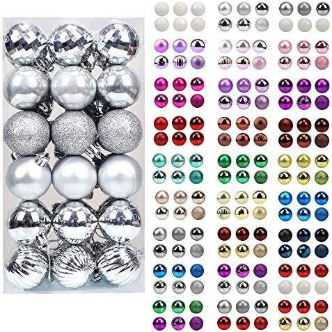 walsport Christmas Balls Ornaments for Xmas Tree, 36ct Plastic Shatterproof Baubles Colored and G... | Amazon (US)