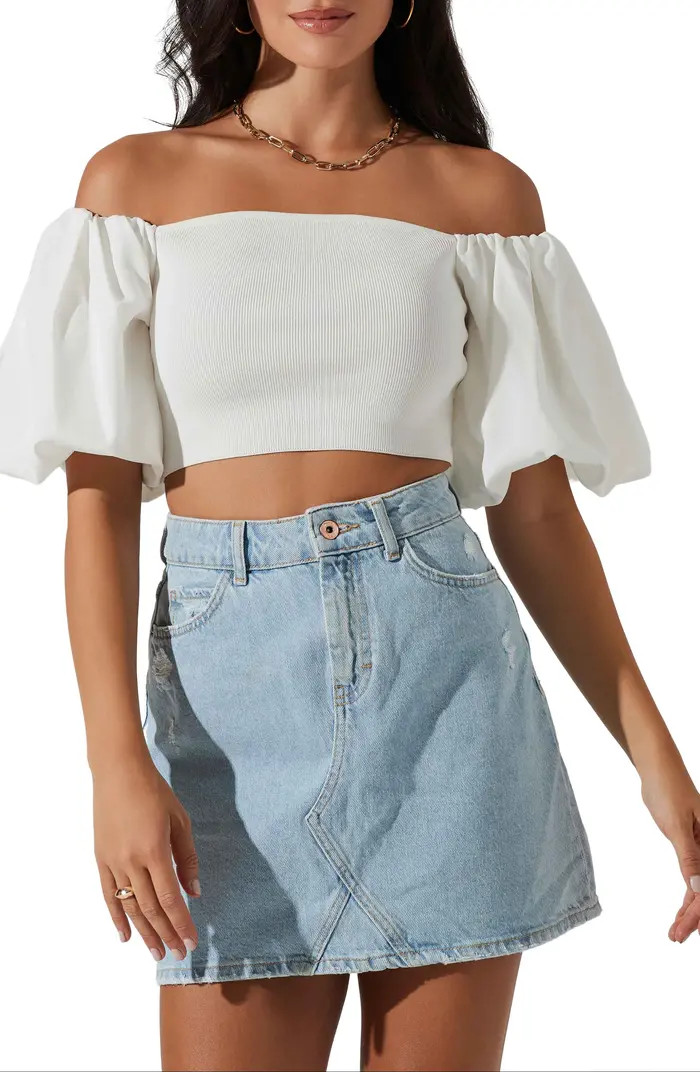 Carmina Off the Shoulder Rib Crop Top | Nordstrom