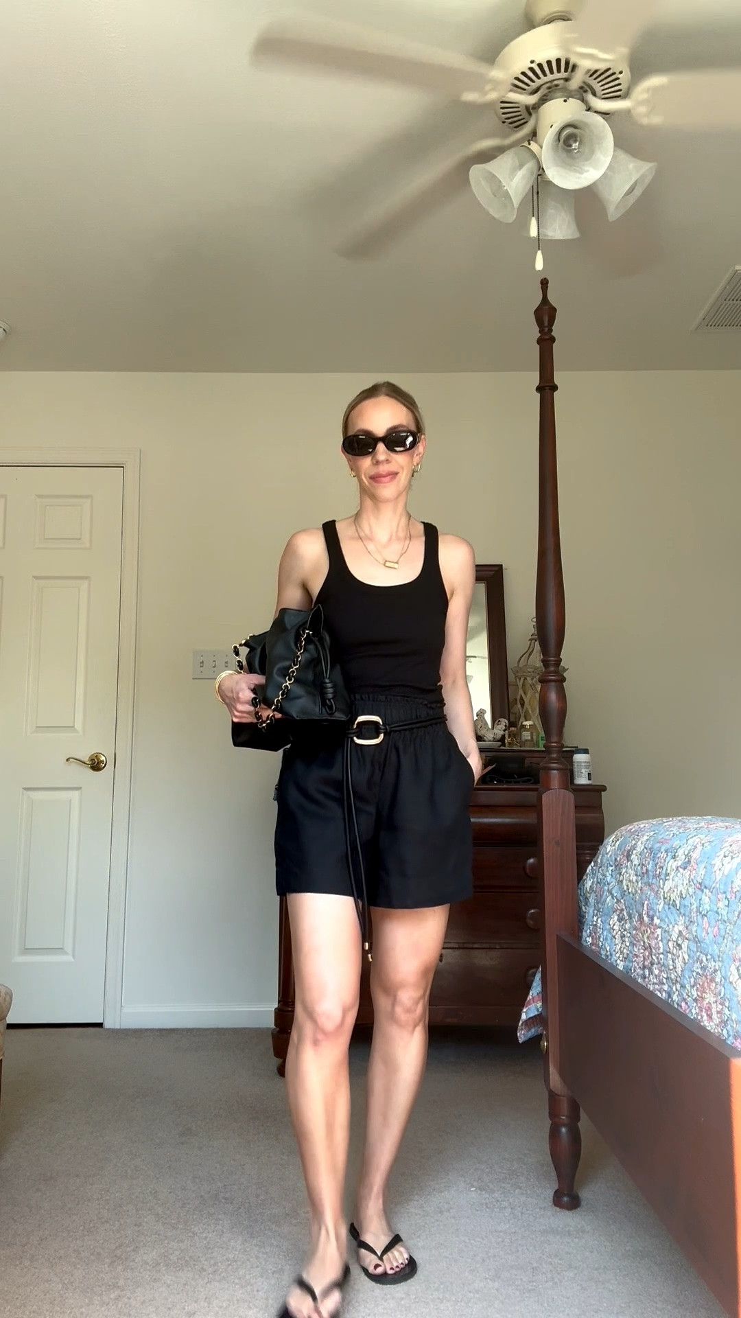 All black summer outfit with @Zara tank top and @Quince linen shorts - this leather wrap belt has been on repeat!

#LTKSeasonal #LTKSaleAlert #LTKOver40
