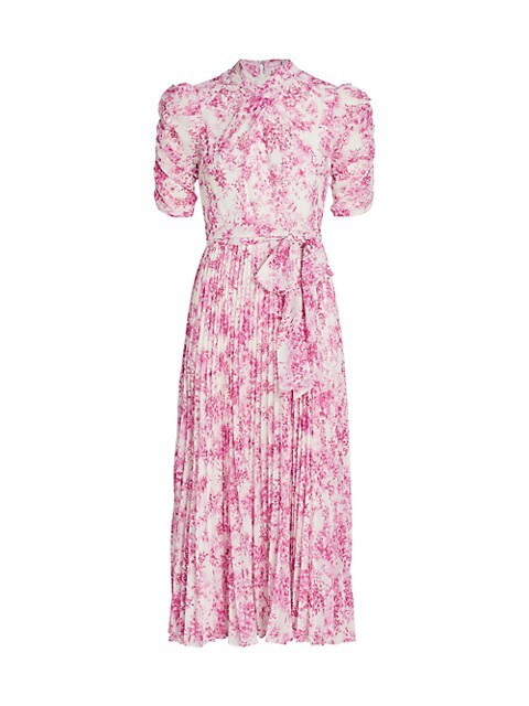 Pleated Belted Floral Midi-Dress | Saks Fifth Avenue