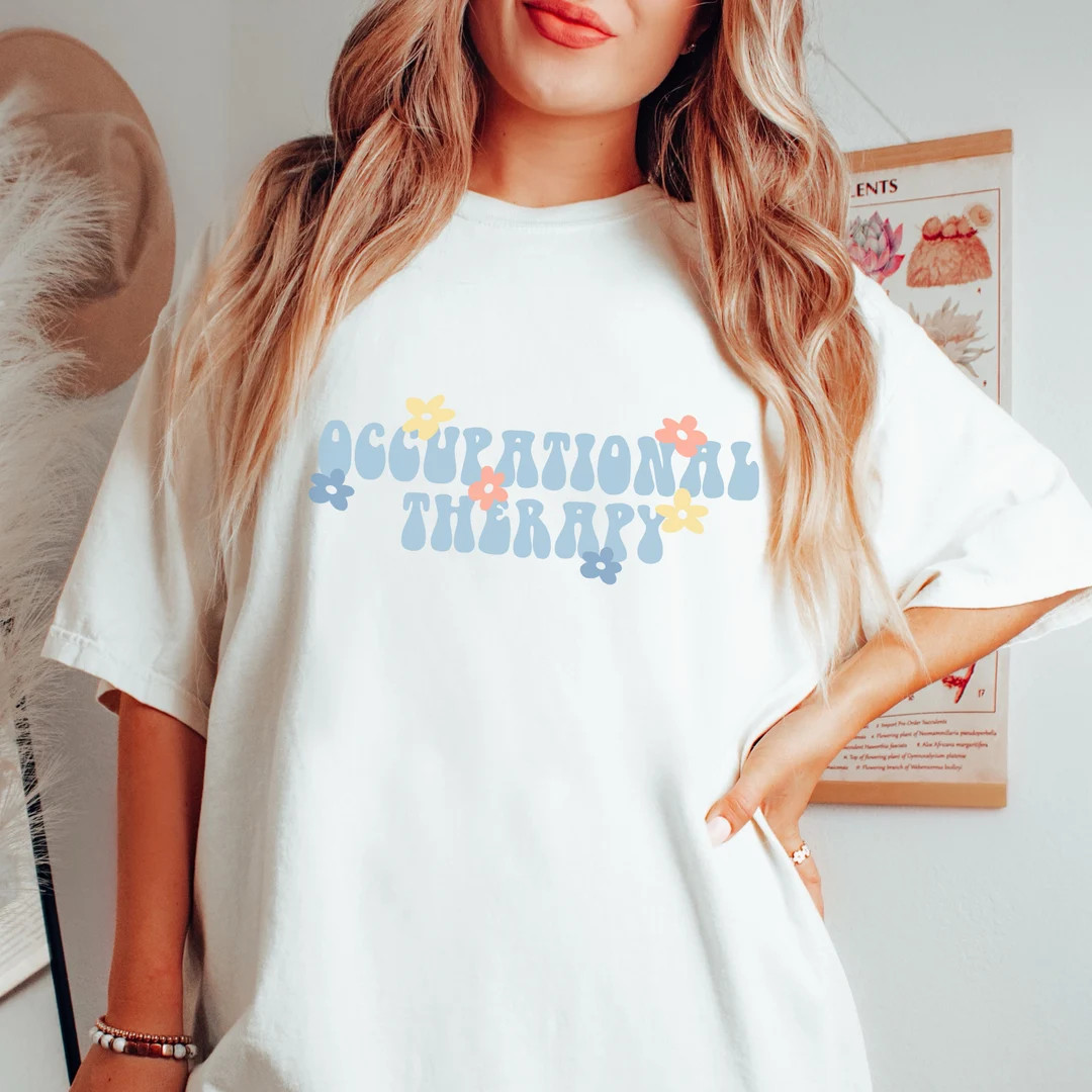 Occupational Therapy Retro Flower Comfort Colors T-shirt  - Etsy | Etsy (US)