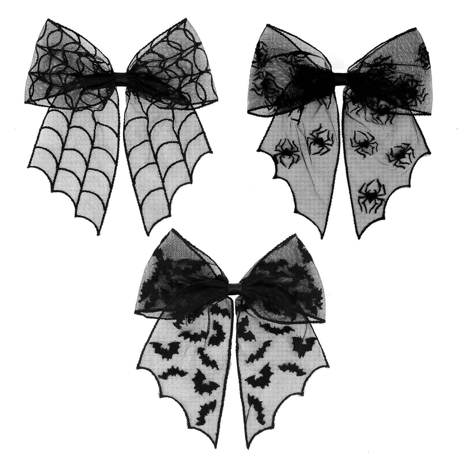 AMCAMI 3 PCS Dark Gothic Halloween Bow Hair Clips for Women Girls | Amazon (US)