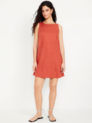 Sleeveless Linen-Blend Mini Shift Dress | Old Navy (US)