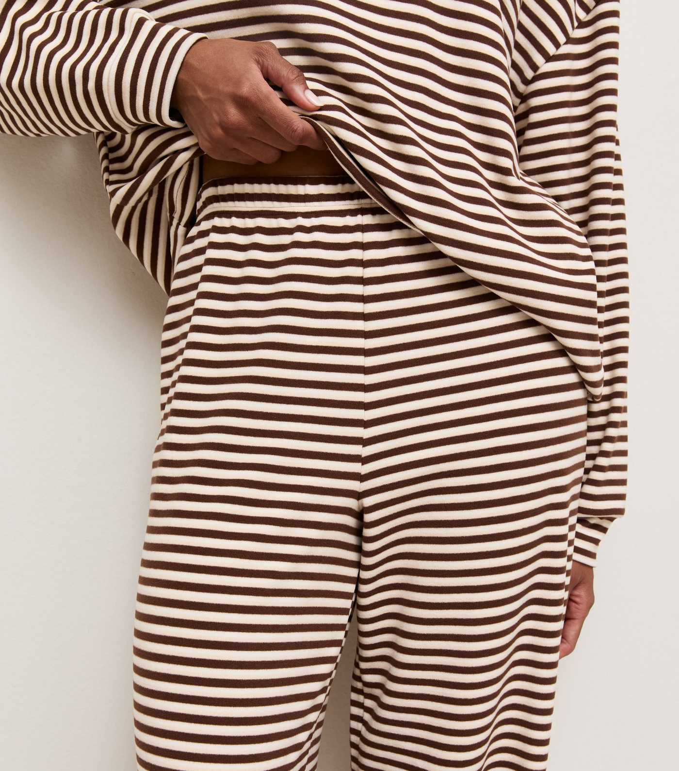 Brown Cosy Stripe Jersey Wide Leg Trousers | New Look | New Look (UK)