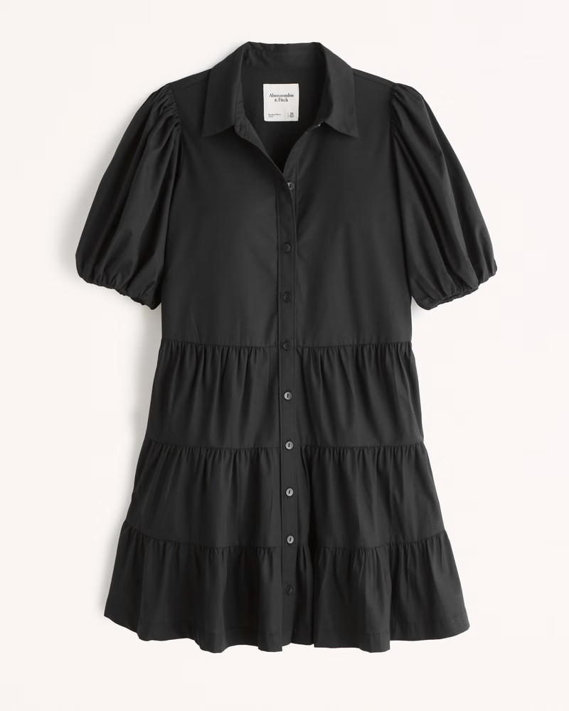 Poplin Puff Sleeve Shirt Dress | Abercrombie & Fitch (US)
