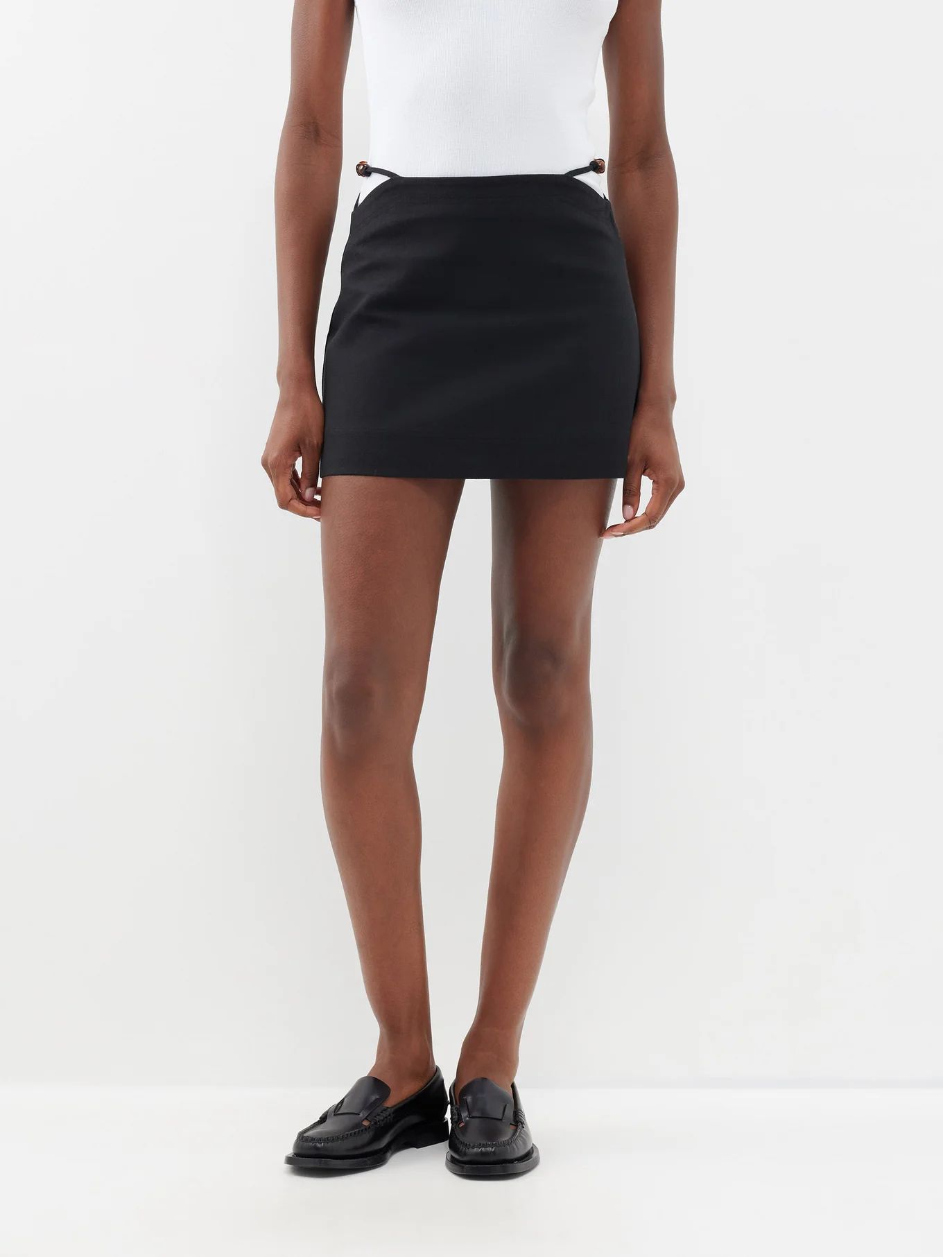 Beaded cutout organic-cotton mini skirt | Matches (UK)