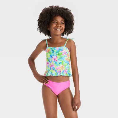 Girls' Paradise Coast Floral Printed Tankini Set - Cat & Jack™ | Target