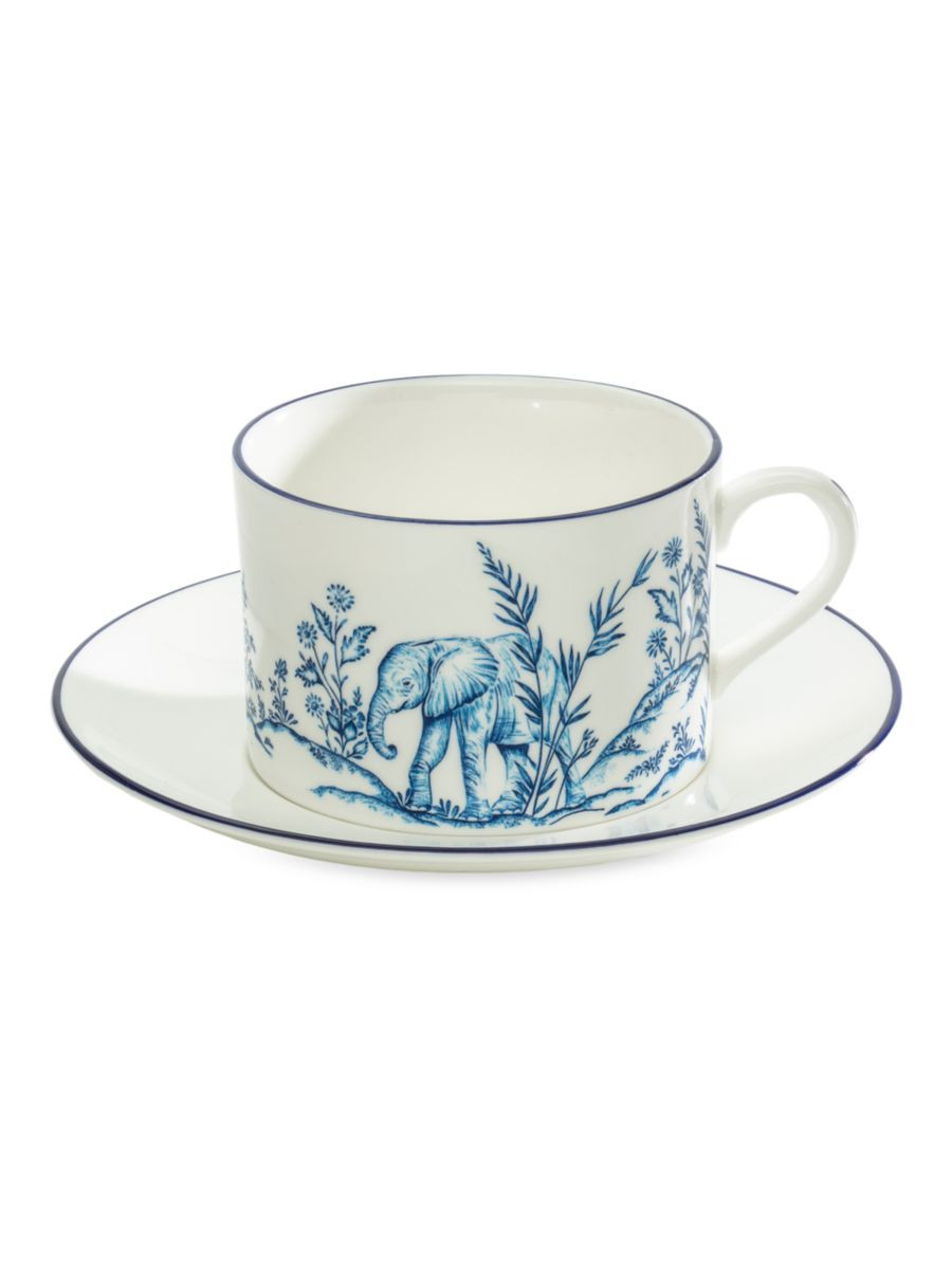 Halcyon Days Serengeti By Nina Campbell Elephant Tea Cup &amp; Saucer | Saks Fifth Avenue