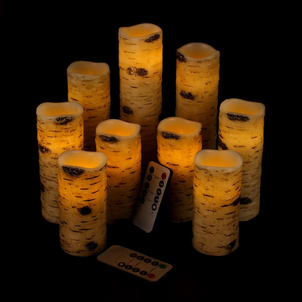 Vinkor Flameless Candles Battery Operated Candles Birch Effect 4" 5" 6" 7" 8" 9" Set of 9 Real Wa... | Amazon (US)