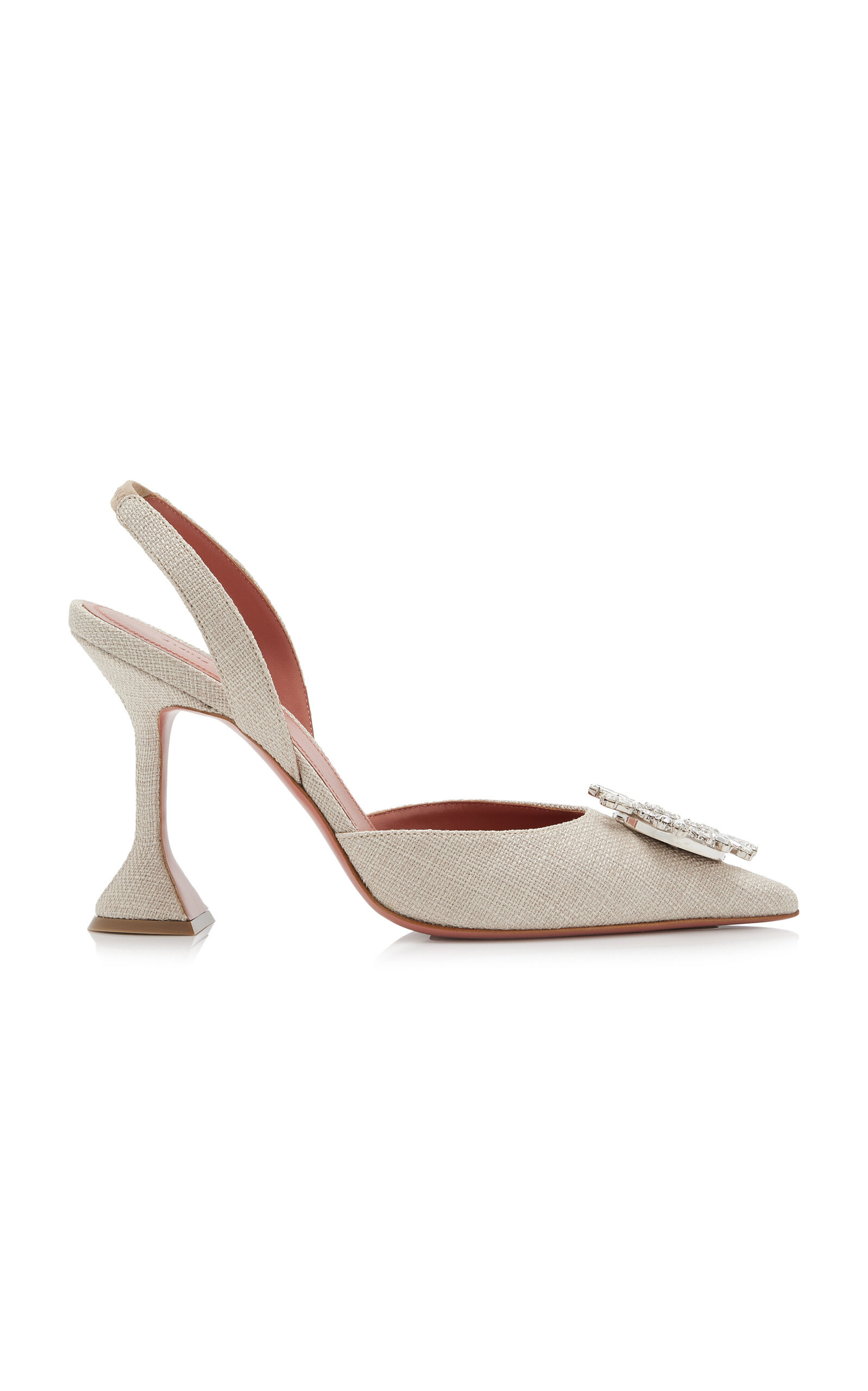 Amina Muaddi - Begum Canvas Slingback Pumps - Neutral - IT 40.5 - Moda Operandi | Moda Operandi (Global)