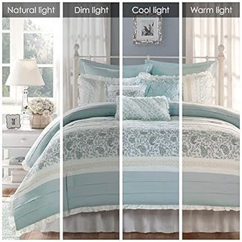 Madison Park Dawn Queen Size Bed Comforter Set Bed In A Bag - Dawn shabby Chic, Blue – 9 Pieces... | Amazon (US)
