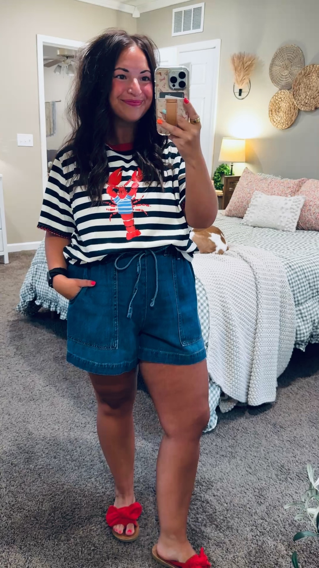Whether you're headed to the beach or just dreaming of one 🌊🦞 This striped lobster tee is the perfect mix of playful, coastal, and comfortable.


sandals: fit true to size // wearing a 5
shorts: fit true to size // wearing a large
tee: fits true to size // wearing a large 

 #LTKootd #LTKMidsize
